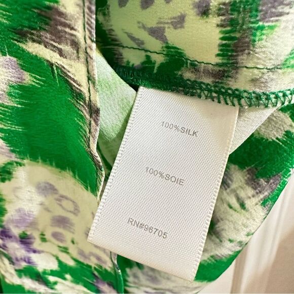 $375 REBECCA TAYLOR SILK FLORAL HIGH NECK FLUTTER GARDEN GREEN DRESS 0 FAIRY - Picture 7 of 14